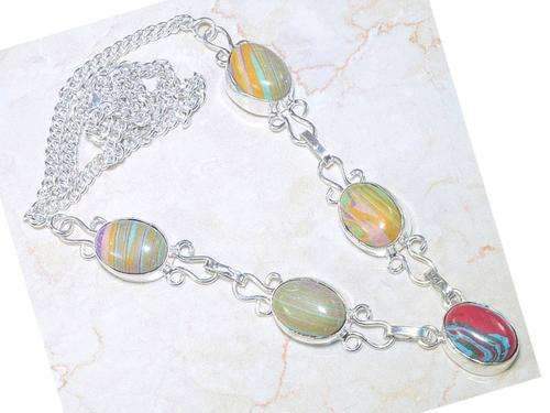 Crazy Mosaic Jasper Handcrafted Silver Fashion Necklace